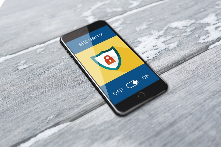 image of smartphone with security monitoring